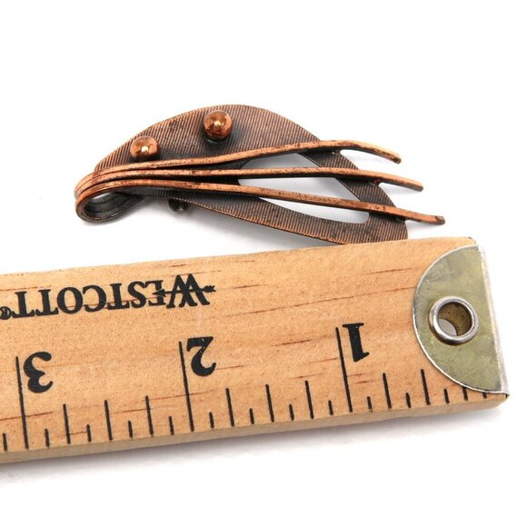 Vintage Abstract Copper Metal Brooch Decorative Pin Metallic Rake Ball Whimsical - Picture 3 of 6